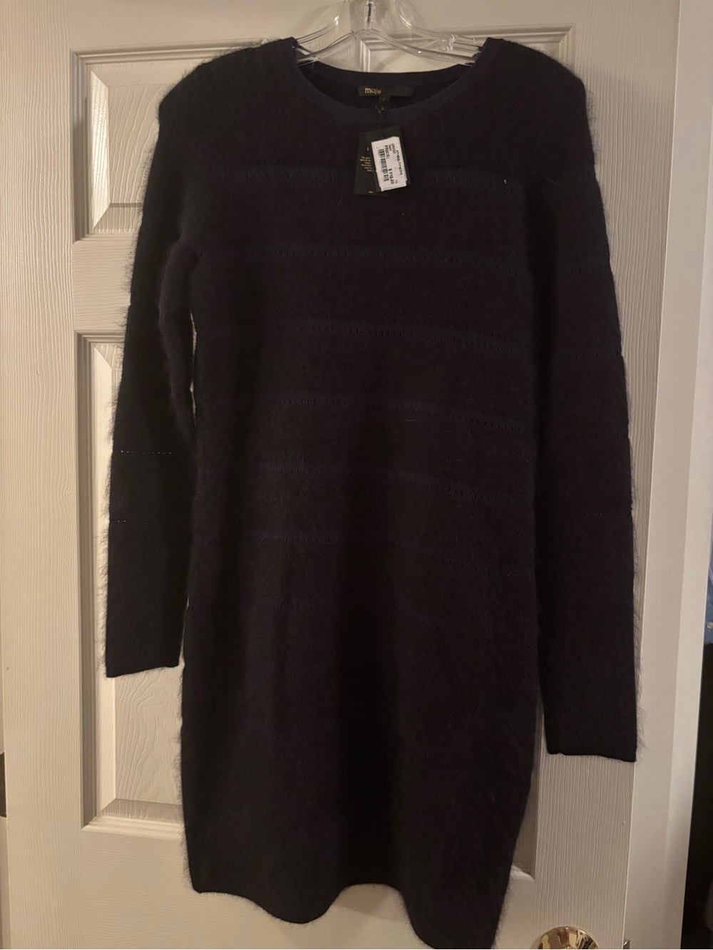 Maje Angora Blend Dark NavyBlue-Long Sleeve Sweater Dress NWT Size 3 - US Size 8